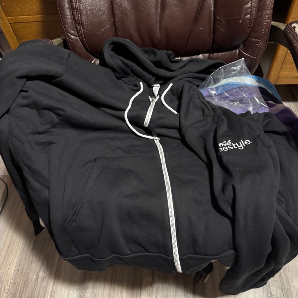Freestyle Coke-Cola. Bella Canvas Black Hoodie with White Drawstrings